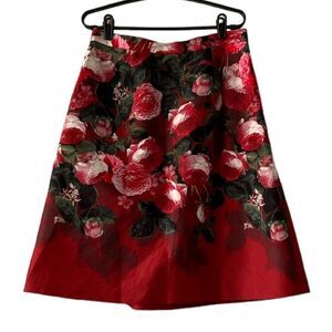 Talbots Luxury Red Floral Pleated Skirt size 8